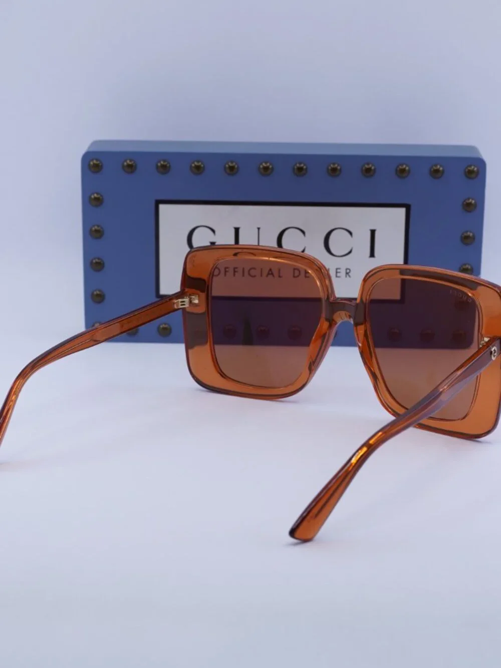 Gucci GG1314S 004 Square Sunglasses - Transparent Rust /Orange